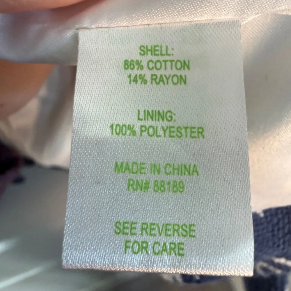 Lilly Pulitzer Navy White Zebra Leaf Print Cropped Blazer Jacket Size 2